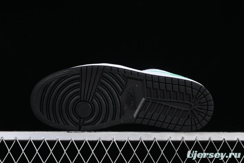 Nike Air Jordan 1 Low Retro Basketball Shoes in Mint Green and Black - 553558-131