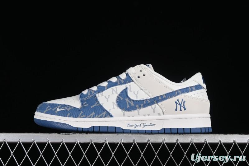 Nike SB Dunk Low MLB Collaboration - Blue Denim Anniversary Custom Low-Top Casual Sneakers - DQ1098-348