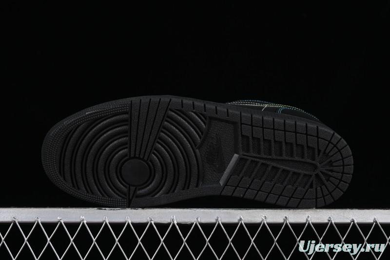 Nike Air Jordan 1 Low AJ1 Black Green Low Top Lifestyle Basketball Shoes - 338145-003