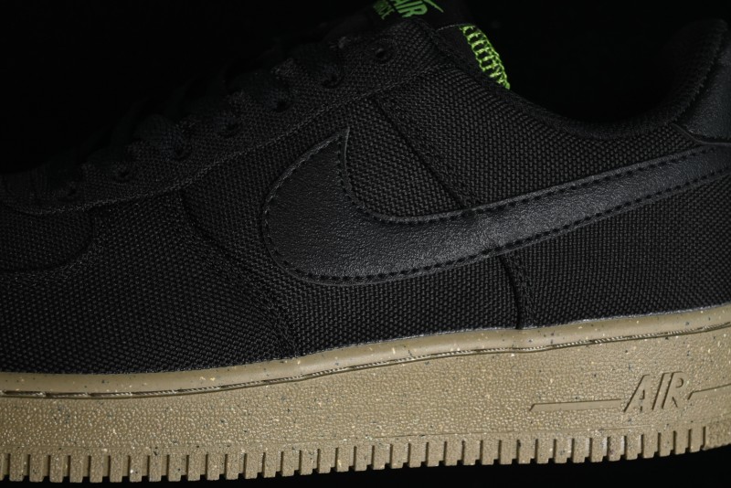 Nike Air Force 1 '07 Low Black Green Canvas Casual Sneakers - FJ4160-001