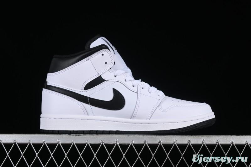 Nike Air Jordan 1 Mid AJ1 White Black Mid-Top Casual Sneakers - DQ8426-132