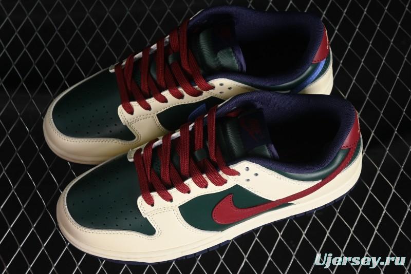 Nike SB Dunk Low Retro Skateboarding Shoes with Gorge Green and Red Swoosh Design - FV8106-361