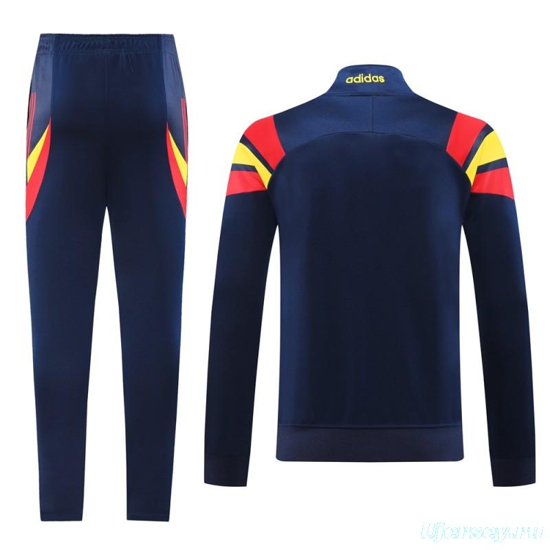 2024 Spain Navy Full Zipper Jacket +Long Pants