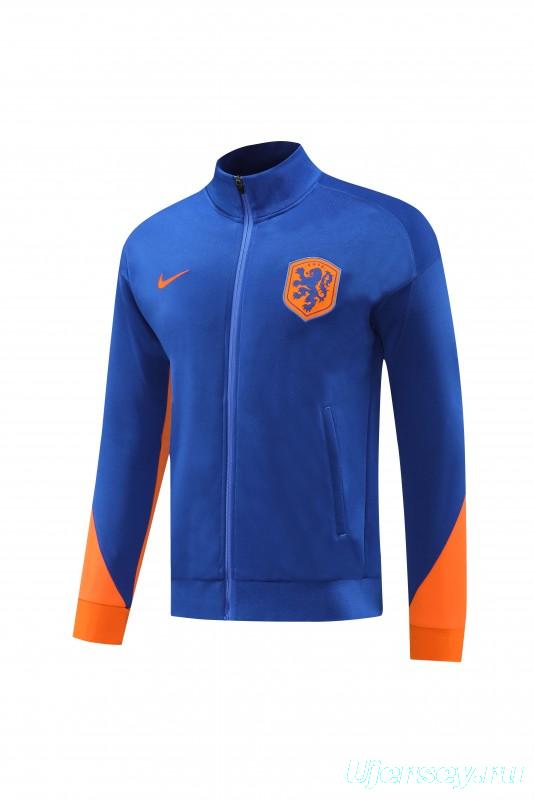 2024 Netherlands Blue Full Zipper Jacket +Long Pants