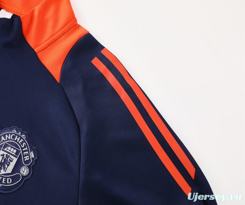 24/25 Manchester United Navy/Orange Full Zipper Jacket +Long Pants