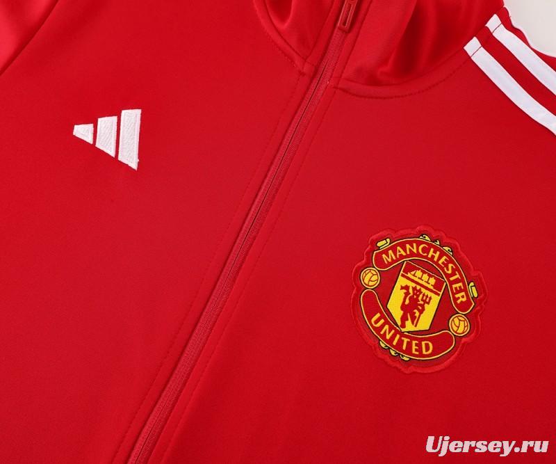 24/25 Manchester United Red Full Zipper Jacket +Long Pants