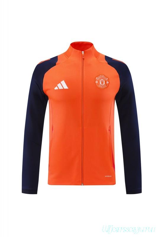 24/25 Manchester United Orange Full Zipper Jacket +Long Pants