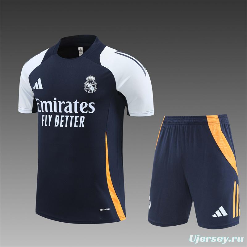 24/25 Real Madrid Navy White Short Sleeve Jersey+Shorts