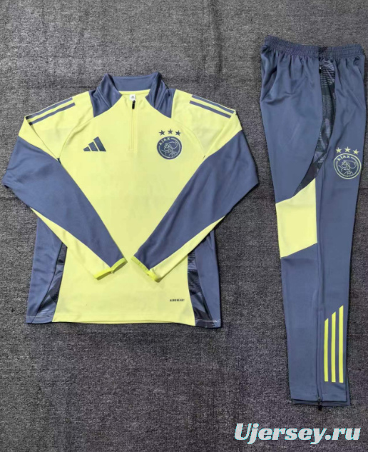 24/25 Kids Juventus Yellow Half Zipper Jacket+Long Pants