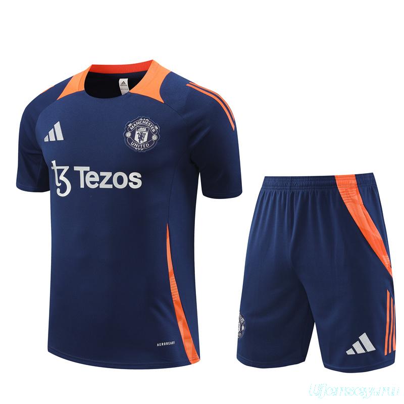 24/25 Manchester United Navy Short Sleeve Jersey+Shorts