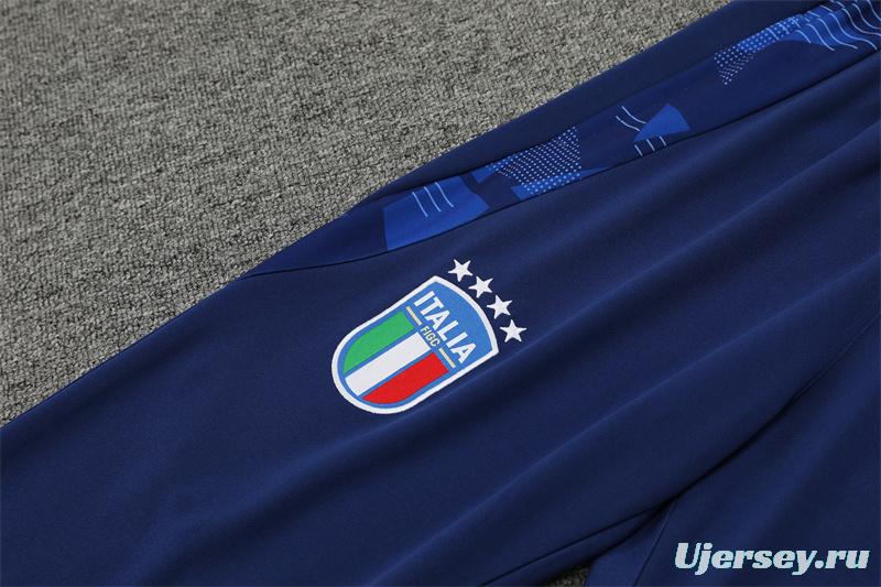 2024 Italy Navy Half Zipper Jacket+Long Pants