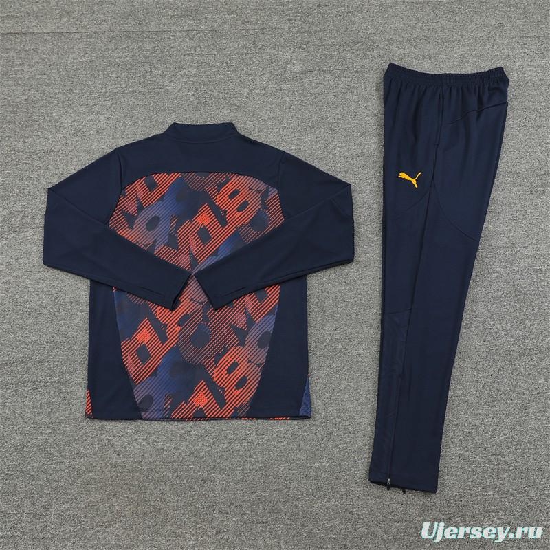 24/25 Olympique Marseille Navy Mixed Color Half Zipper Jacket+Long Pants