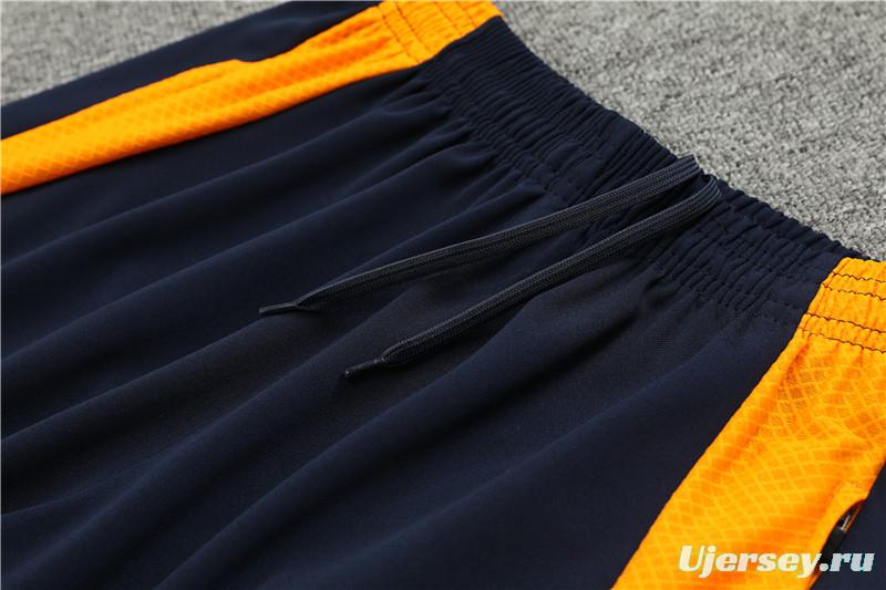 24/25 Real Madrid Light Blue/Navy/Orange Half Zipper Jacket+Long Pants