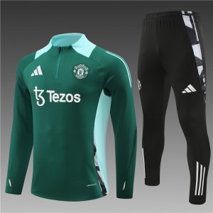 24/25 Manchester United Green Half Zipper Jacket+Long Pants