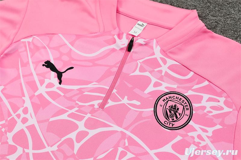 24/25 Manchester City Pink Half Zipper Jacket+Long Pants