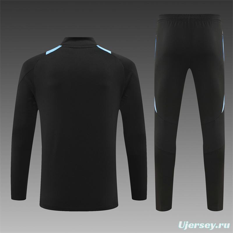 2024 Argentina Black Half Zipper Jacket+Long Pants