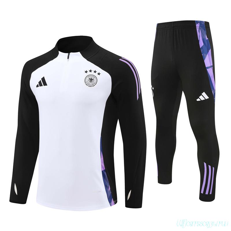 2024 Germany Black/White Half Zipper Jacket+Long Pants