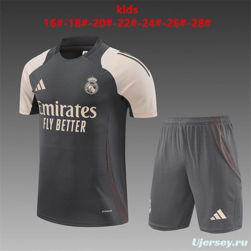 24/25 Kids Real Madrid Black/Pink Short Sleeve Jersey+Shorts