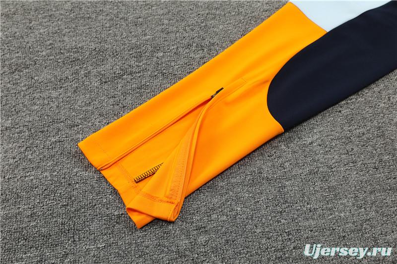 24/25 Real Madrid Light Blue/Navy/Orange Half Zipper Jacket+Long Pants