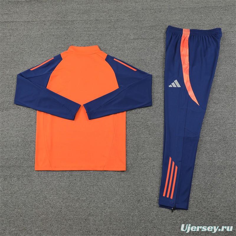 24/25 Manchester United Orange Half Zipper Jacket+Long Pants