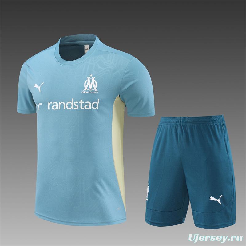 24/25 Olympique Marseille Blue Short Sleeve Jersey+Shorts