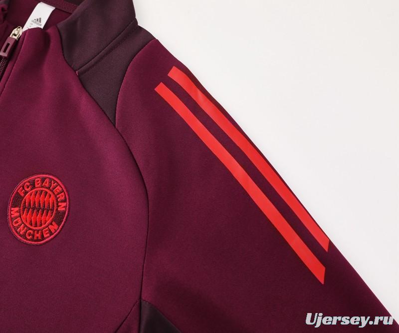 24/25 Bayern Munich Wine Full Zipper Jacket +Long Pants