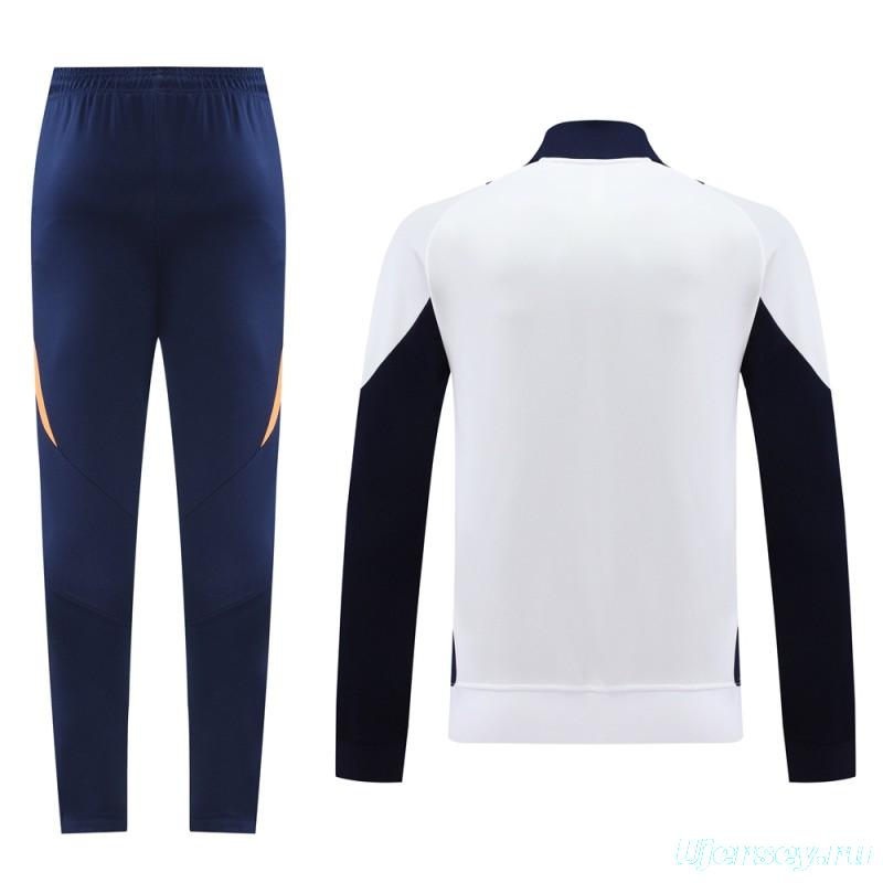 24/25 Real Madrid White Full Zipper Jacket +Long Pants