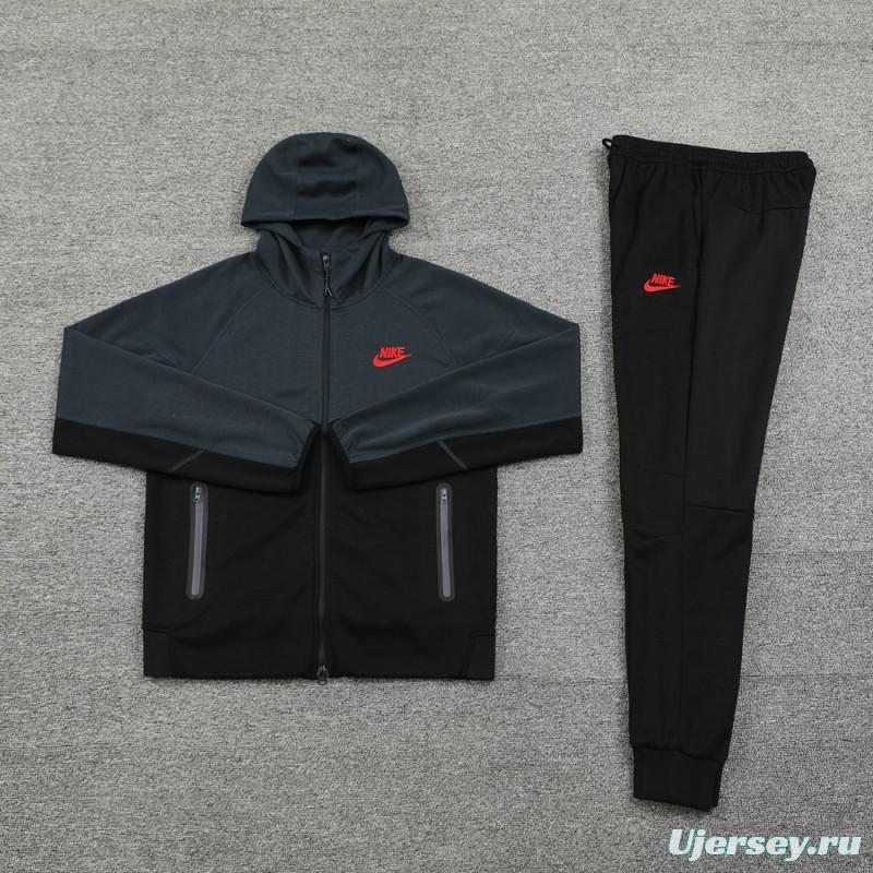 2024 Nike Grey/Black Full Zipper Jacket +Long Pants