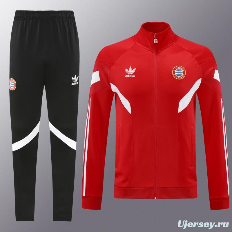 24/25 Bayern Munich Red Full Zipper Jacket +Long Pants