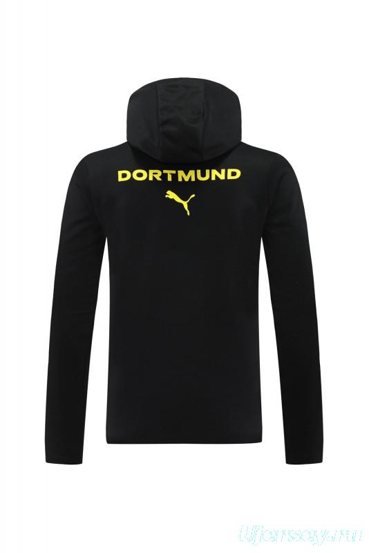 24/25 Borussia Dortmund Black Hoodie Full Zipper Jacket +Long Pants