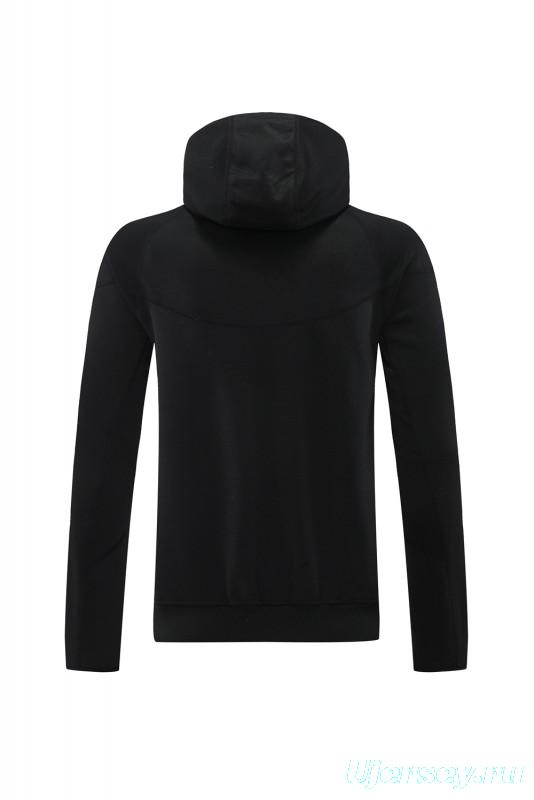 24/25 Barcelona Black Hoodie Full Zipper Jacket +Long Pants