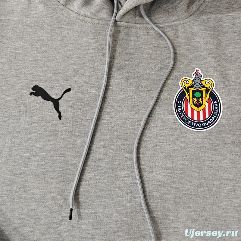 24/25 Chivas Guadalajara Navy/Red/Black/Beige/Grey Hoodie WIth Black Badge