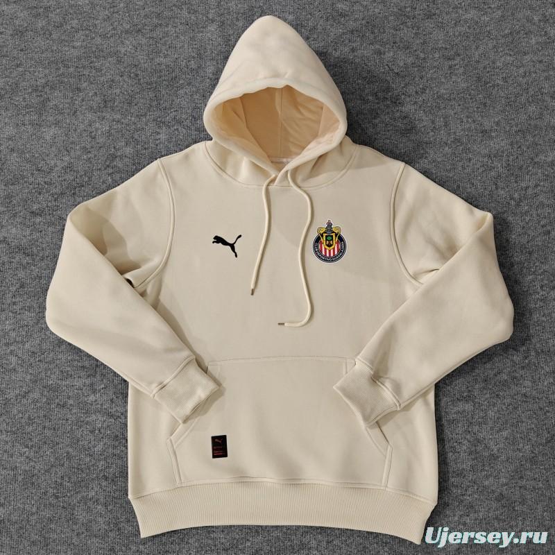 24/25 Chivas Guadalajara Navy/Red/Black/Beige/Grey Hoodie WIth Black Badge