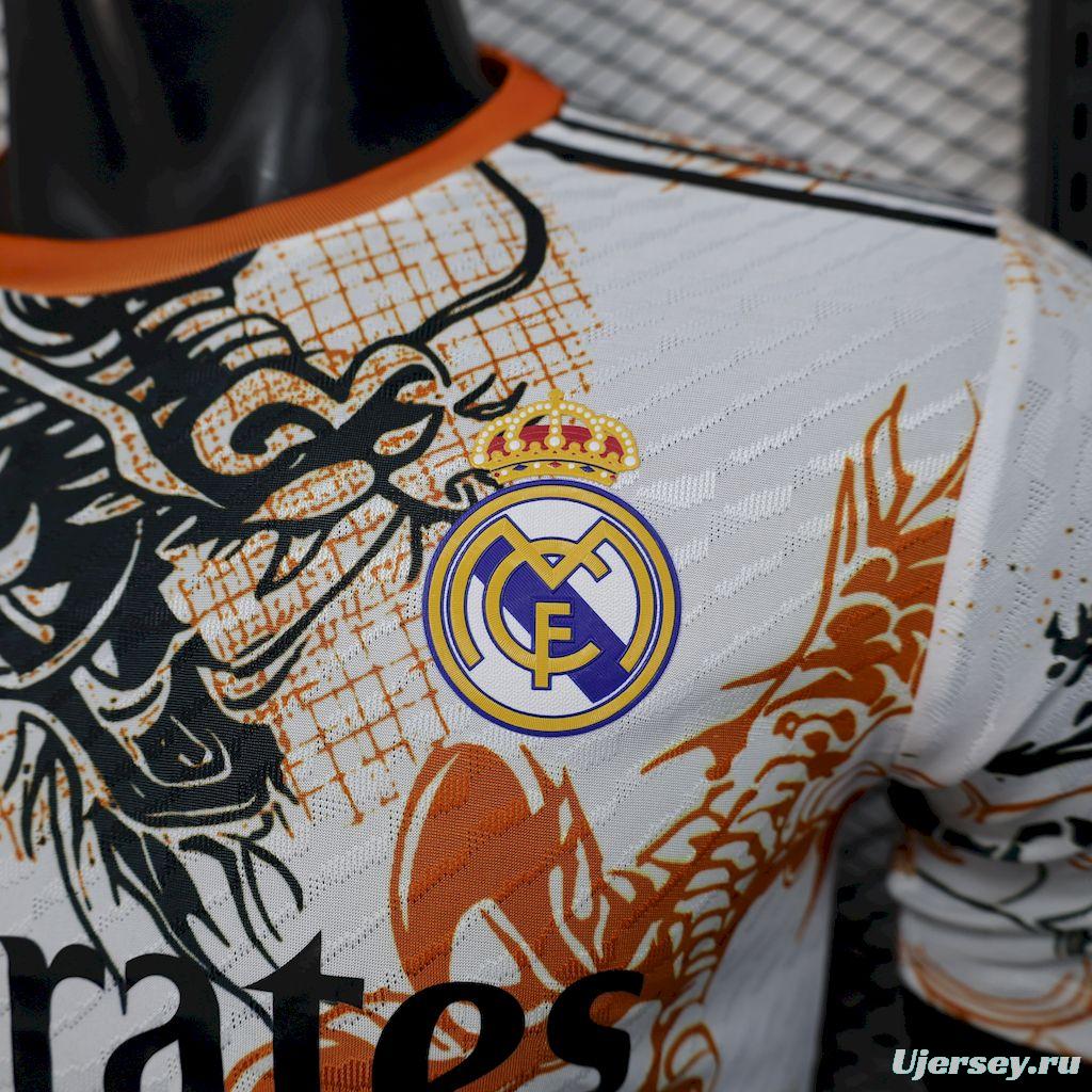 2025/26 Player Version Real Madrid Black And White Dragon Version Jersey