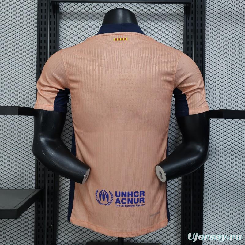 Player Version 25/26 FC Barcelona Pink 125Th Anniversary Jersey with Spotify Sponsor and Navy Blue Accents