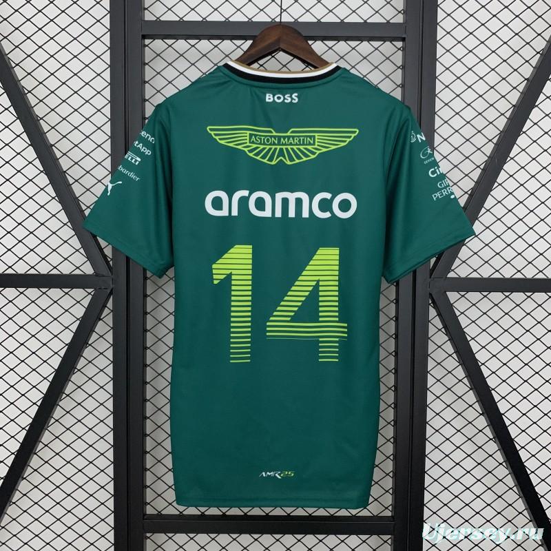 2025 F1 Formula Aston Martin Green ARAMCO #14 T-Shirt