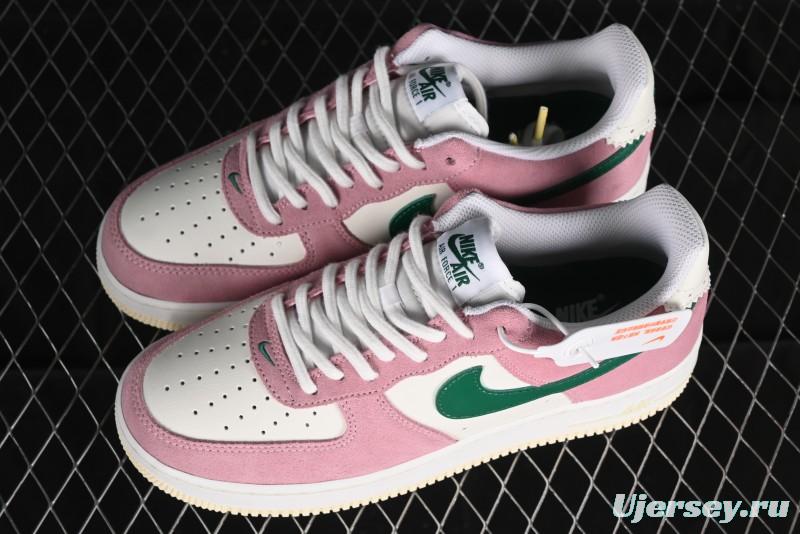 Nike Air Force 1 '07 Low Casual Sneakers in White Pink Green - FV9346-100