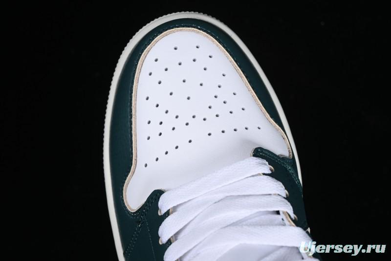 Nike Air Jordan 1 Mid Basketball Shoes with Oxidized Green Leather and Perforated Toe - FQ7720-103