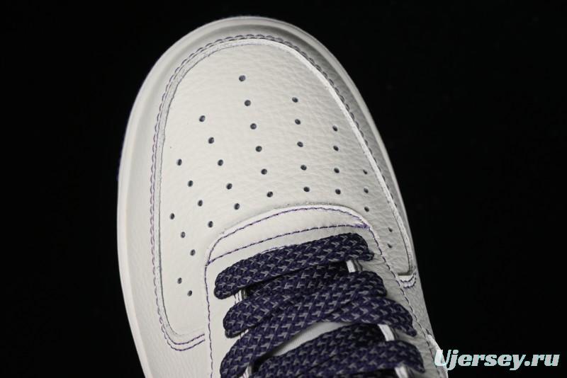 Stussy x Nike Air Force 1 '07 Low Retro Casual Sneakers with Reflective Military Purple - UN1635-222