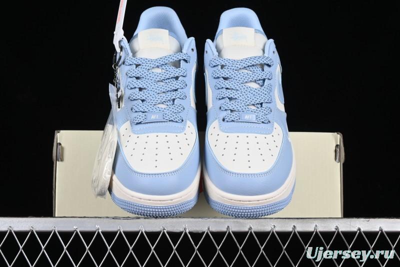 Nike Air Force 1 '07 Low Stussy Collaboration - Sky Blue Low-Top Casual Sneakers - BB9599-201