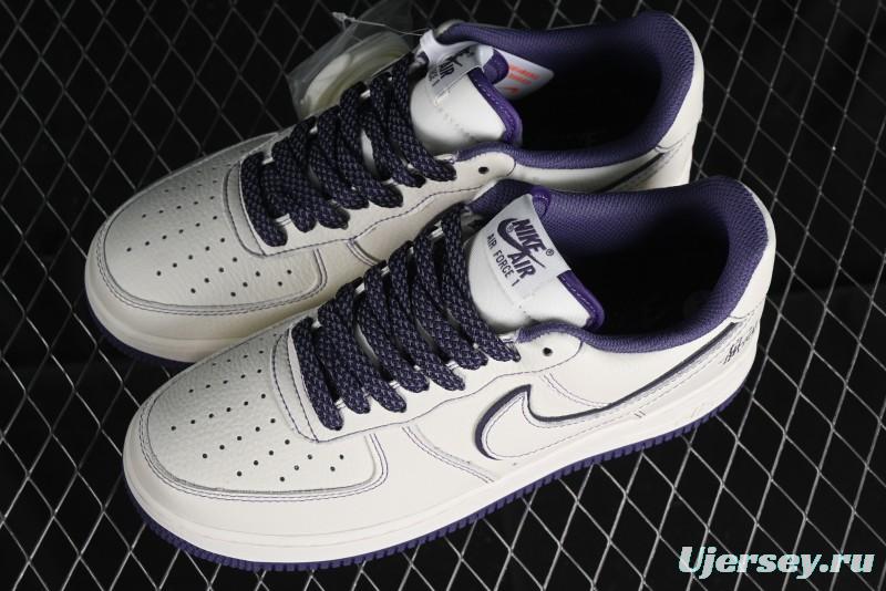 Stussy x Nike Air Force 1 '07 Low Retro Casual Sneakers with Reflective Military Purple - UN1635-222