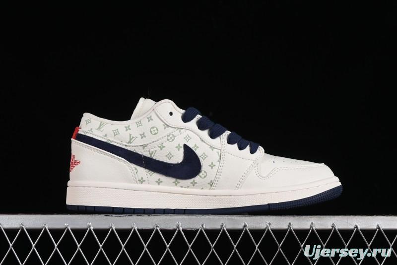Nike Air Jordan 1 Low LV Collaboration Retro Casual Sneakers in Beige Orange - WG8850-001