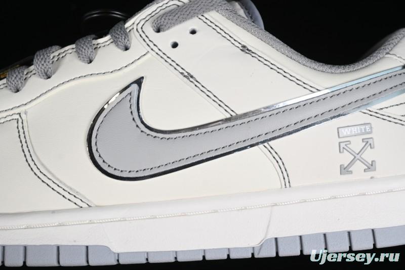 Nike SB Dunk Low OFF-WHITE Collaboration - Light Beige Grey Check Anniversary High-End Custom Low-Top Casual Sneakers - DJ2024-001