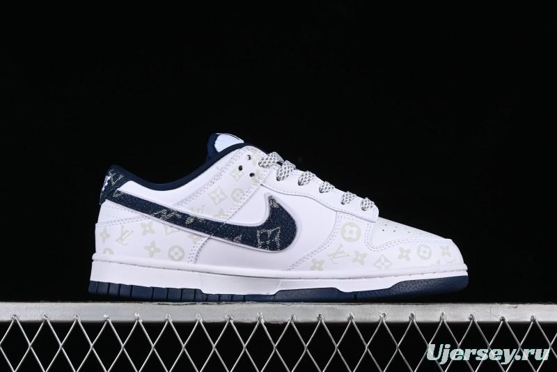 Nike SB Dunk Low LV Collaboration - Blue Midnight Elite Custom Low-Top Casual Skate Shoes - DD1391-122
