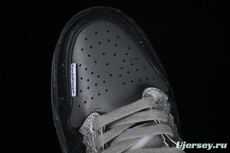 Nike Air Jordan 1 Low AJ1 Panda Prank Modern Gray Silver Black Low-top Casual Sneakers - 553560-053