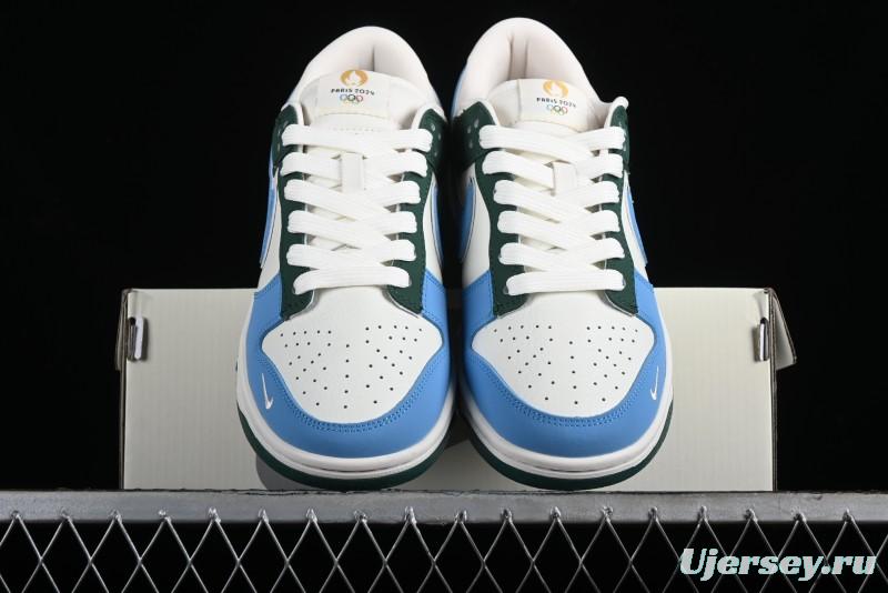 Nike SB Dunk Low Paris Olympics Limited Edition - Blue Green Color Blocking Low-Top Casual Skate Shoes - JH8310-952