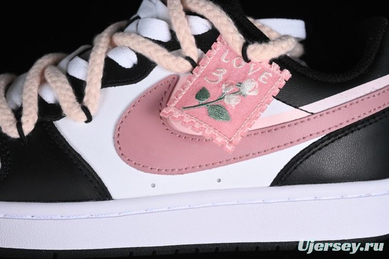Nike Court Borough Low 2 Retro Casual Sneakers in Dark Pink and Black - BQ5448-115