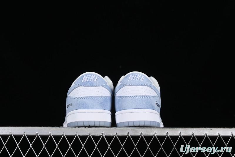 Nike SB Dunk Low Supreme Collaboration - Ice Crystal Blue Anniversary High-End Custom Low-Top Casual Skate Shoes - JH8039-939