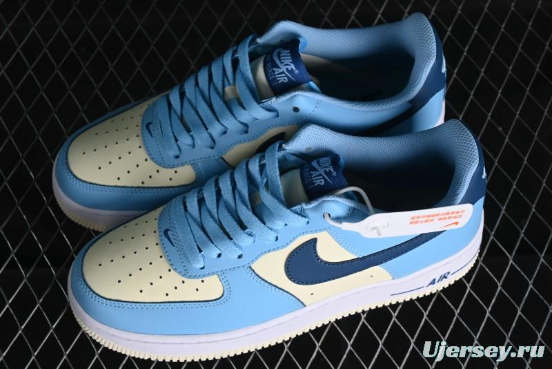 Nike Air Force 1 '07 Low White Blue Color Blocking Casual Sneakers - HF4837-407