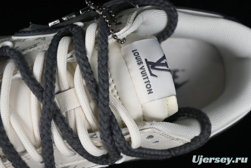 Nike SB Dunk Low LV Collaboration - Straps Lamborghini Off White Dark Grey Swoosh Anniversary High-End Custom Low-Top Casual Sneakers - SJ2068-262